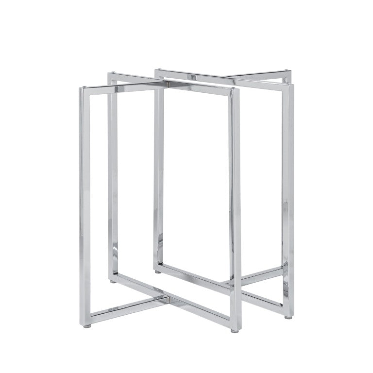 EuroStyle Legend T-Shape Polished Steel Dining Table Base Set for Modern and Contemporary Rooms Chrome 81040CHRM