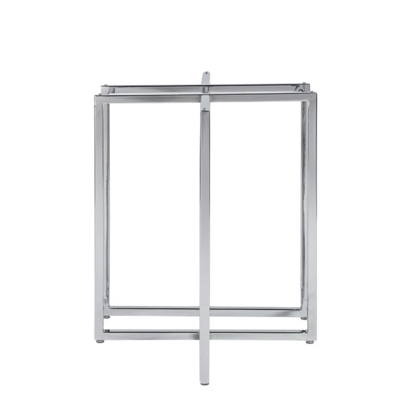 EuroStyle Legend T-Shape Polished Steel Dining Table Base Set for Modern and Contemporary Rooms Chrome 81040CHRM