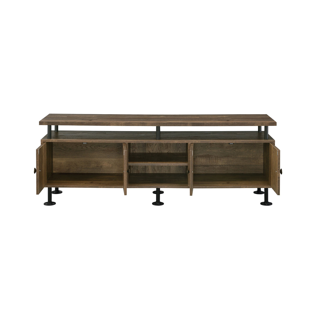 English Elm 60-Inch Rustic Oak Tv Stand With 4 Open Compartments: Stylish Storage For Modern Living Rooms B016P317070