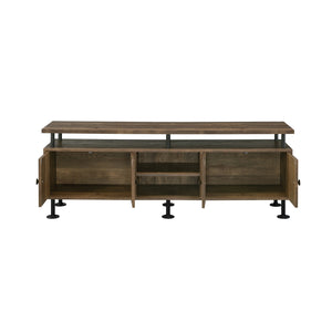 English Elm 60-Inch Rustic Oak Tv Stand With 4 Open Compartments: Stylish Storage For Modern Living Rooms B016P317070
