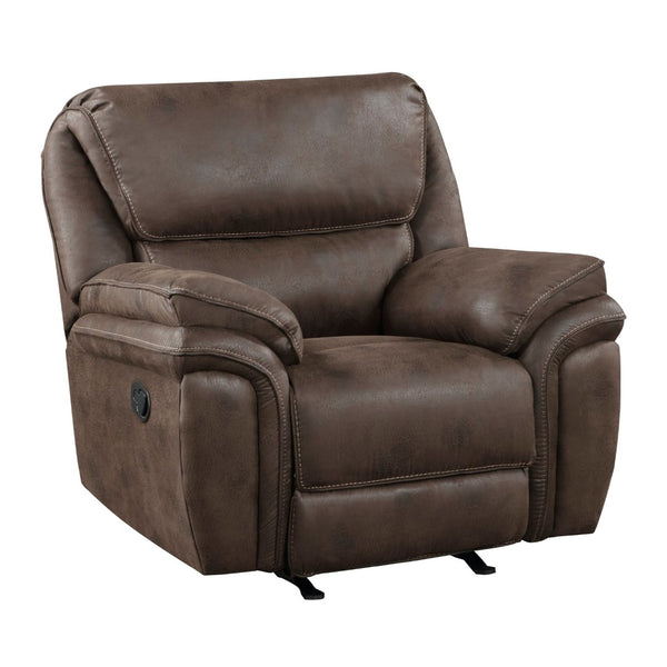 English Elm Plush Microfiber Rocker Recliner with Solid Wood Frame and Pocket Coil Cushioned Seat Brown B011P230406