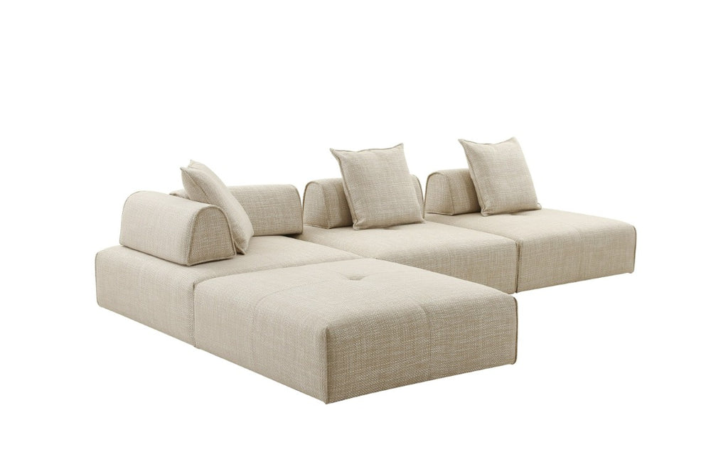 VIG Furniture Mondo Modular Armless Beige Seat With Lumbar Support, Toss Pillow & Removable Slipcover For Versatility VGOD-ZW-22033-BGE