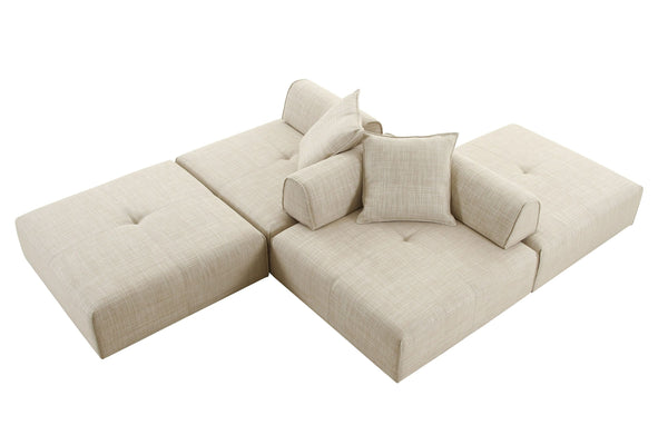 VIG Furniture Divani Casa Mondo - Modern Modular Beige Fabric Armless Seat VGOD-ZW-22033-BGE