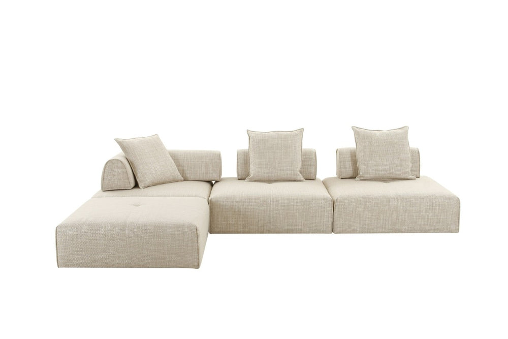 VIG Furniture Mondo Modular Armless Beige Seat With Lumbar Support, Toss Pillow & Removable Slipcover For Versatility VGOD-ZW-22033-BGE