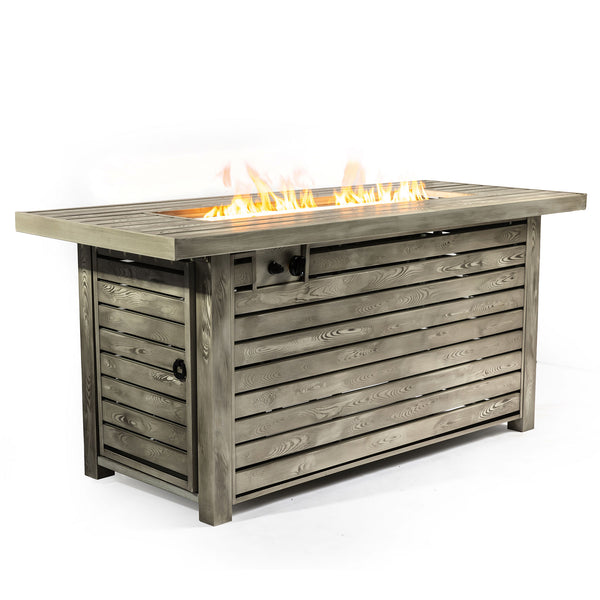 English Elm 54" 50000BTU Propane Fire Table - 54in Steel Patio Fire Pit Table with Wood Grain Finish, ETL Safe, Lid Included W853P166783