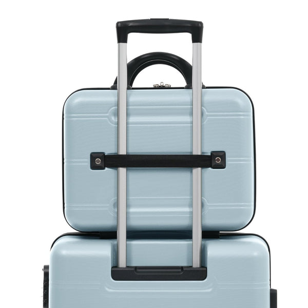 English Elm 6 Piece Hardshell Abs Travel Set with Spinner Wheels Combination Lock and Toiletry Bag Light Blue N732P391465N