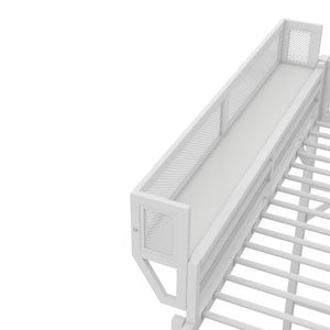 English Elm Full Size Loft Bed with Ladder and Built-In Shelves, Sturdy Metal High Loft for Kids Teens 54" White W2580P379995