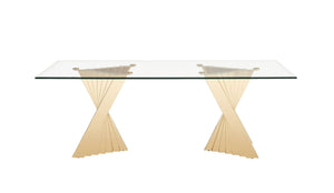 VIG Furniture Modrest Buquet - Glam Glass + Champagne Gold Rectangular Dining Table VGZA-T124-GLD