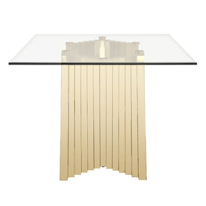 VIG Furniture Buquet Rectangular Dining Table With 15Mm Tempered Glass Top & Brushed Champagne Gold Double Pedestal Base VGZA-T124-GLD