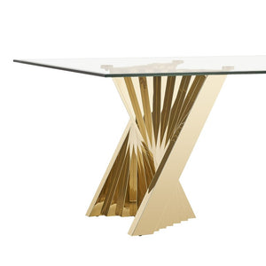 VIG Furniture Buquet Glam Champagne Gold Dining Set With Black Velvet Chairs, Beveled Glass Table & Luxe Base VGZA-BUQUET-LINDA-SET