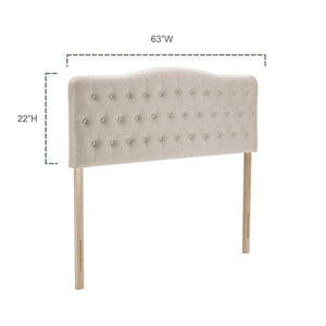 English Elm Upholstered Queen Headboard - Adjustable Height, Diamond Tufted Linen Fabric, Solid Wood Legs, Beige T2694P189927-GIGA
