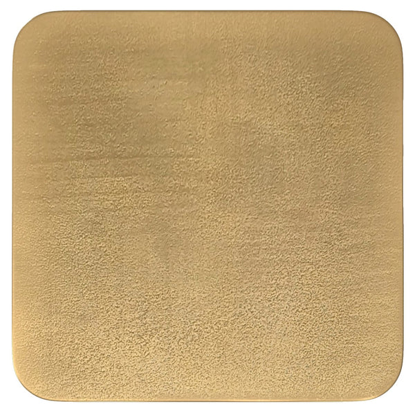 English Elm Bassett Cast Aluminum Side Table in Antique Brass Finish — Handcrafted Geometric Rounded-Square Accent B136P239042