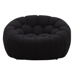 VIG Furniture Yolonda Curved Black Teddy Fabric Accent Chair With Hex Tufting, Solid Wood Frame, 440 Lb Capacity VGEV-2126C-CHR-BLK