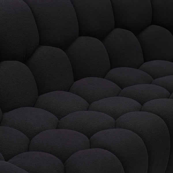 VIG Furniture Yolonda Curved Black Teddy Fabric Accent Chair With Hex Tufting, Solid Wood Frame, 440 Lb Capacity VGEV-2126C-CHR-BLK