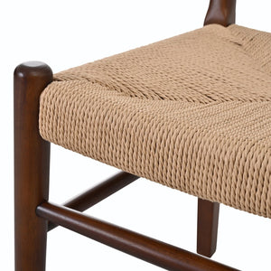 English Elm Modern Handwoven Paper Cord Dining Chairs Rubberwood Frame Set of 2 for Kitchen N762P368575D