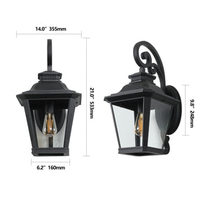 English Elm 14" Classic Outdoor Wall Lanterns 2-Pack Black Waterproof Sconces with Clear Glass for Porch Elegance W1340P239404