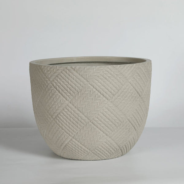English Elm Round Handcrafted Concrete Planter Set Textured Matte Finish Patio Entryway Garden W347P449331