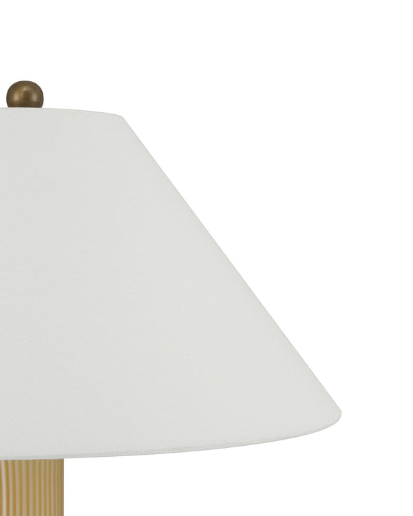 Currey & Company Striae Table Lamp - Artisan-made Glass Design With Striated Pattern, Antique Brass Accents & Elegance Yellow Glass 6000-1019-currey-company