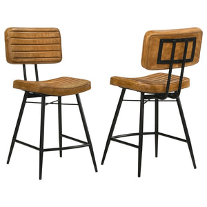 English Elm Senko Leather Channel Tufted Counter Stools with Iron Frame for Bar or Kitchen Set of 2 Brown B062P447996