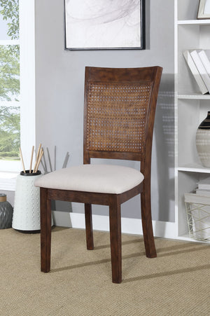 OSP Home Furnishings Walden Cane Back Dining Chair  - Set of 2 Linen / Burnt Brown