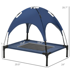 English Elm Pet Cot Elevated Dog Bed with Canopy Shade Breathable Mesh and Foldable Steel Frame T3971P433701