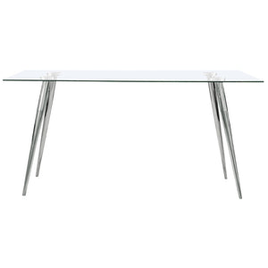 English Elm Vendas Rectangular Tempered Glass Dining Table with Tapered Chrome Legs Seats Four B062S01729