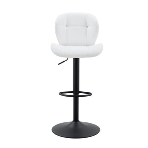 English Elm Set of 2 Tufted Pu Swivel Barstools Adjustable Height White Cushioned Kitchen Seating W3875P382614