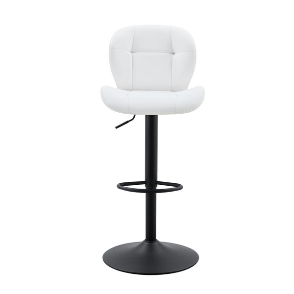 English Elm Set of 2 Tufted Pu Swivel Barstools Adjustable Height White Cushioned Kitchen Seating W3875P382614