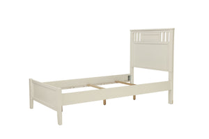 English Elm Simple Modern Full Size Bedframe with Carved Vertical Lines, Rubberwood MDF Construction, Elegant Design White 80 L x 8 W x 4 H B011S01986