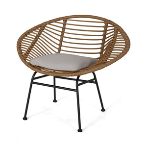 English Elm Engle Outdoor Wicker Lounge Chair Set with Cushions Powder Coated Steel Frame 65039.00LBRN