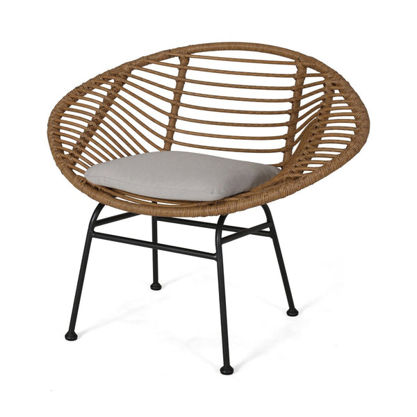 English Elm Engle Outdoor Wicker Lounge Chair Set with Cushions Powder Coated Steel Frame 65039.00LBRN