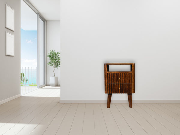 English Elm Solid Wood Reeve Nightstand - Handcrafted Mango Wood With 2 Drawers, Retro-Modern Design & Storage B182P279955-GIGA