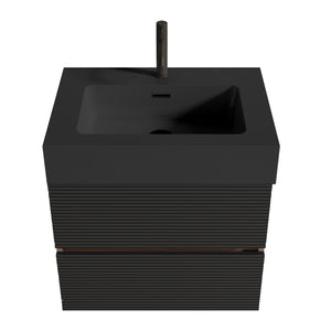 English Elm Grace Mid-Century Wall-Mounted Bathroom Vanity with White Quartz Basin, 20% More Storage, Soft-Closing Drawers and Hidden Handle for Quiet, Durable Modern Style Black+Brown W1865S00118