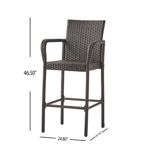 English Elm Littleton Outdoor Woven Faux Rattan Barstools Set of Two for Patio Pool Deck N758P391492D
