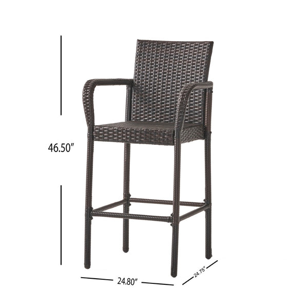 English Elm Littleton Outdoor Woven Faux Rattan Barstools Set of Two for Patio Pool Deck N758P391492D