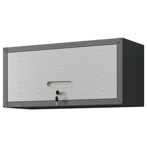 English Elm Heavy Duty Wall Mounted Steel Cabinet Locking Lift Door Garage Workshop Storage Black+ Gray T2398P236483