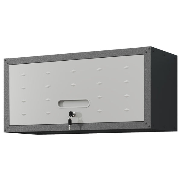 English Elm Heavy Duty Wall Mounted Steel Cabinet Locking Lift Door Garage Workshop Storage Black+ Gray T2398P236483