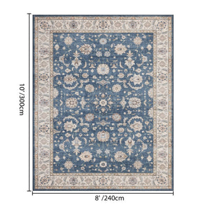 English Elm Premier Traditional Medallion Navy Low Pile Area Rug for Living Room or Entryway B186P479399