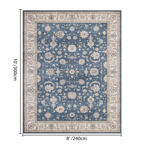 English Elm Premier Traditional Medallion Navy Low Pile Area Rug for Living Room or Entryway B186P479399