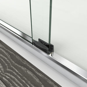 English Elm 44" Semi-frameless Double Sliding Shower Door Brushed Gold Tempered Glass Walk-in W1920P385301