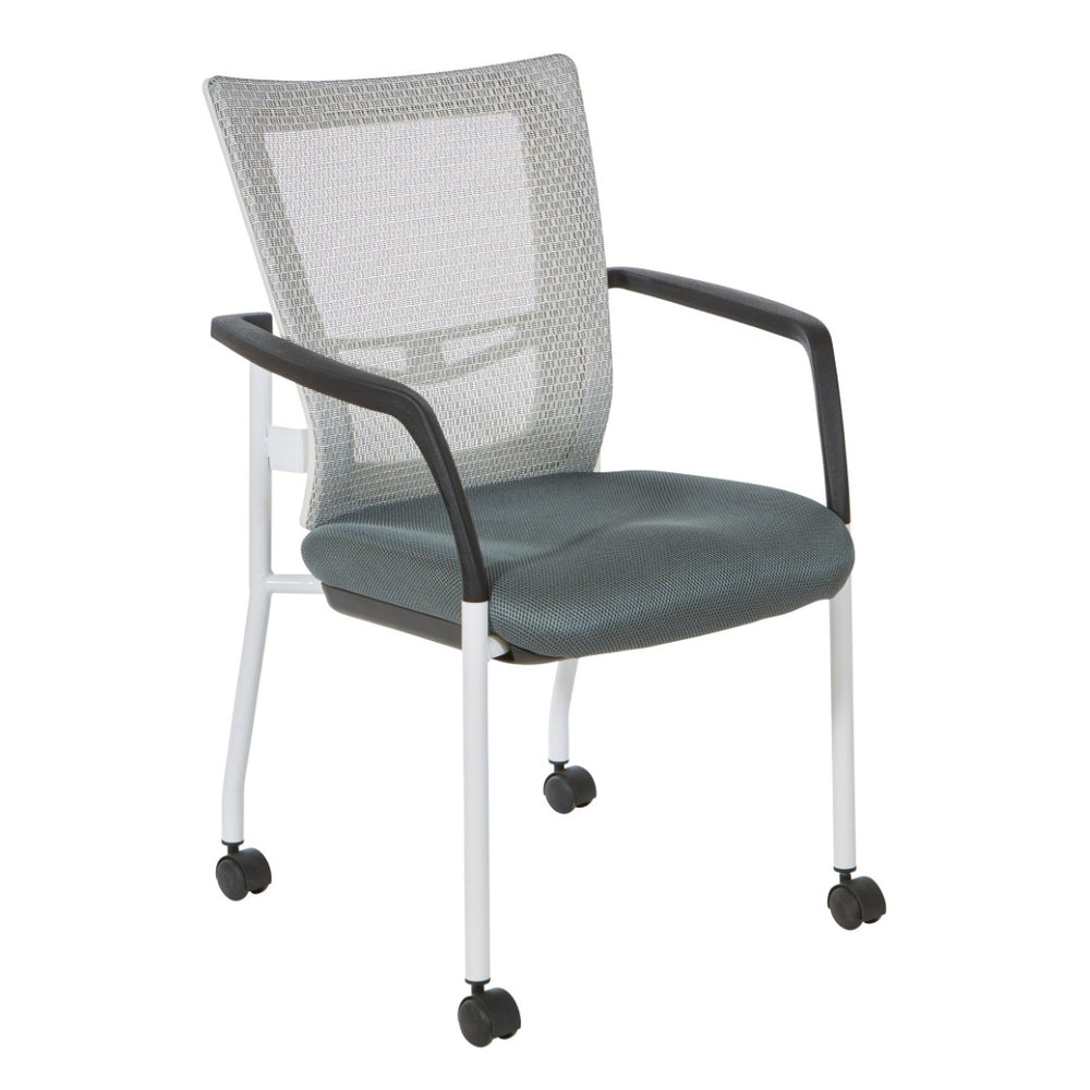 OSP Home Furnishings Progrid® Mesh Back Guest Chair with Lumbar Support Padded Seat and Metal Frame Grey 8840W-2M