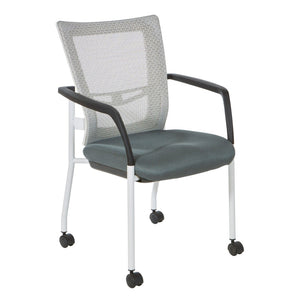 OSP Home Furnishings Progrid® Mesh Back Guest Chair with Lumbar Support Padded Seat and Metal Frame Grey 8840W-2M