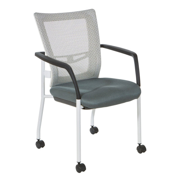 OSP Home Furnishings Progrid® Mesh Back Guest Chair with Lumbar Support Padded Seat and Metal Frame Grey 8840W-2M
