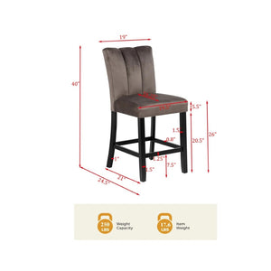 English Elm Modern Faux Marble Counter Dining Set with Velvet Chairs and Matte Black Legs B011S02493