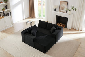 English Elm L-Shaped Modular Cloud Sectional Sofa - Instant Comfort, Durable Corduroy Sleeper For Any Room W2339P294921