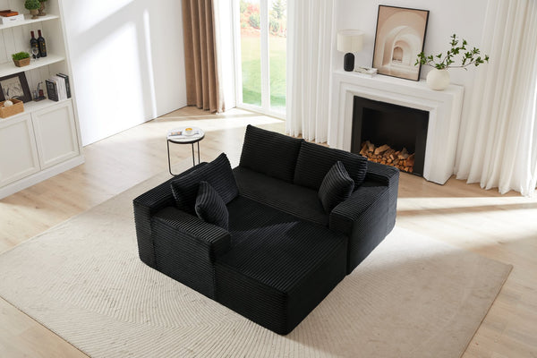 English Elm L-Shaped Modular Cloud Sectional Sofa - Instant Comfort, Durable Corduroy Sleeper For Any Room W2339P294921