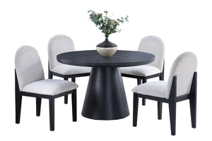 English Elm 1pc Round Dining Table 48"Ø x 30"H Black Finish with Cone-Shaped Bent Wood Base Seats 4 Modern Centerpiece B011S01727