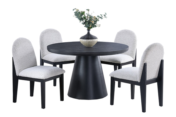 English Elm Dining Italian-Inspired Formal Dining Set with Glass Insert, Tufted Upholstery & Carved Accents, 7pc Black,White 29 L x 9 W x 33 H B011S01729