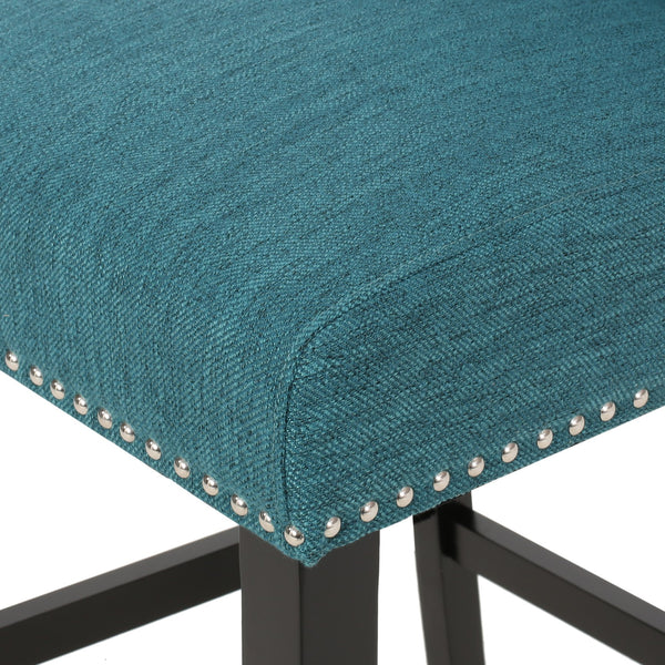 English Elm Christopher Knight Home® - Vienna Tufted Wingback Counter Stools Set of 2 — Button-Tufted Fabric, Nailhead Trim, Rubberwood Frame Teal 64856.00T