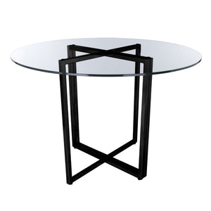 EuroStyle Legend Round Glass Dining Table with Steel Base Seats Four for Modern Matte Black 81136BLK-KIT